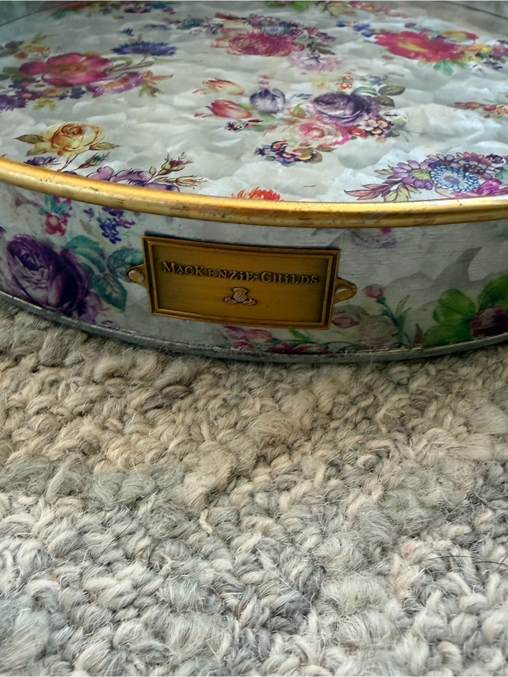 Mackenzie Childs Flower Market Galvanized Serving Trays, Set of 2 - Picture 5 of 7
